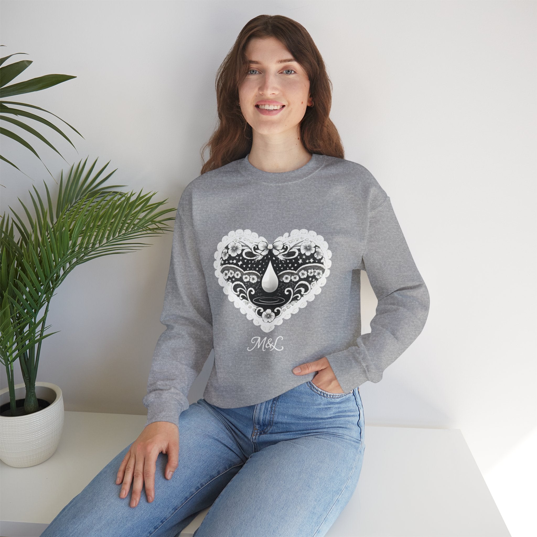 Lace Heart Graphic Sweatshirt