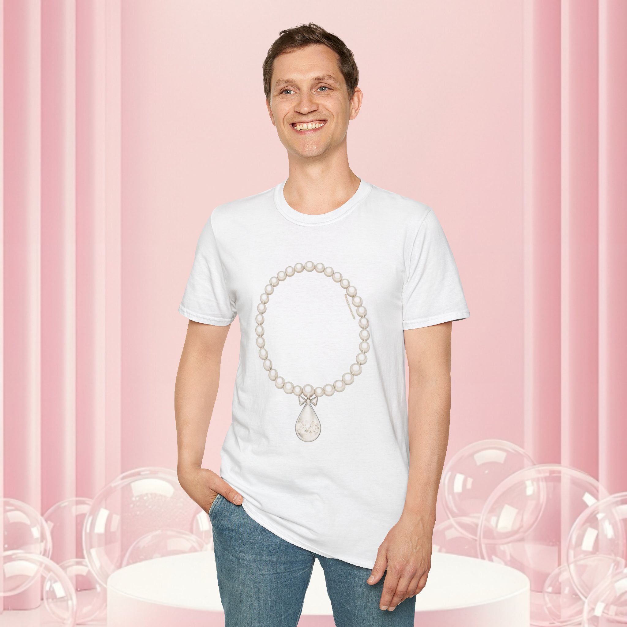 Pearl Necklace Graphic T‑Shirt — 'Milk & Lace' Minimalist Jewelry Tee