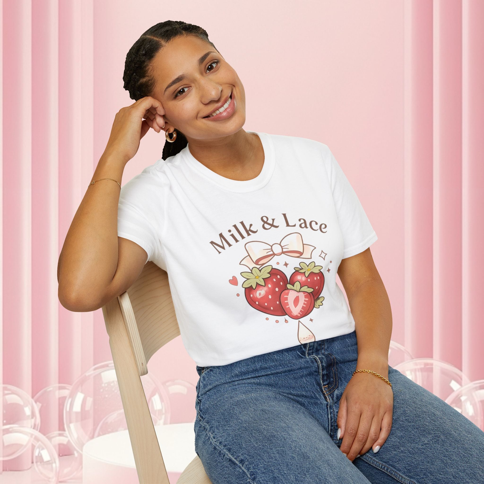 Milk & Lace Strawberry Tee — "Sweet but Deadly" Graphic T-Shirt