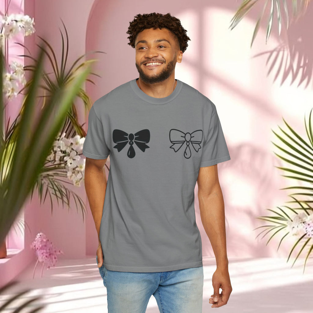 Bow Graphic T‑Shirt — "Milk & Lace — made of sugar." Back Text Tee