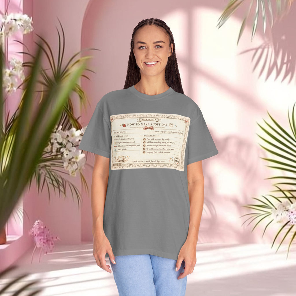 Vintage Tea-Recipe T-Shirt — "How to Make a Soft Day" Aesthetic Tee