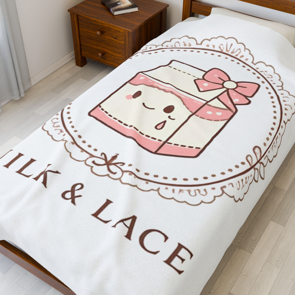 Kawaii Whimsical Velveteen Plush Blanket — Cute Cozy Throw