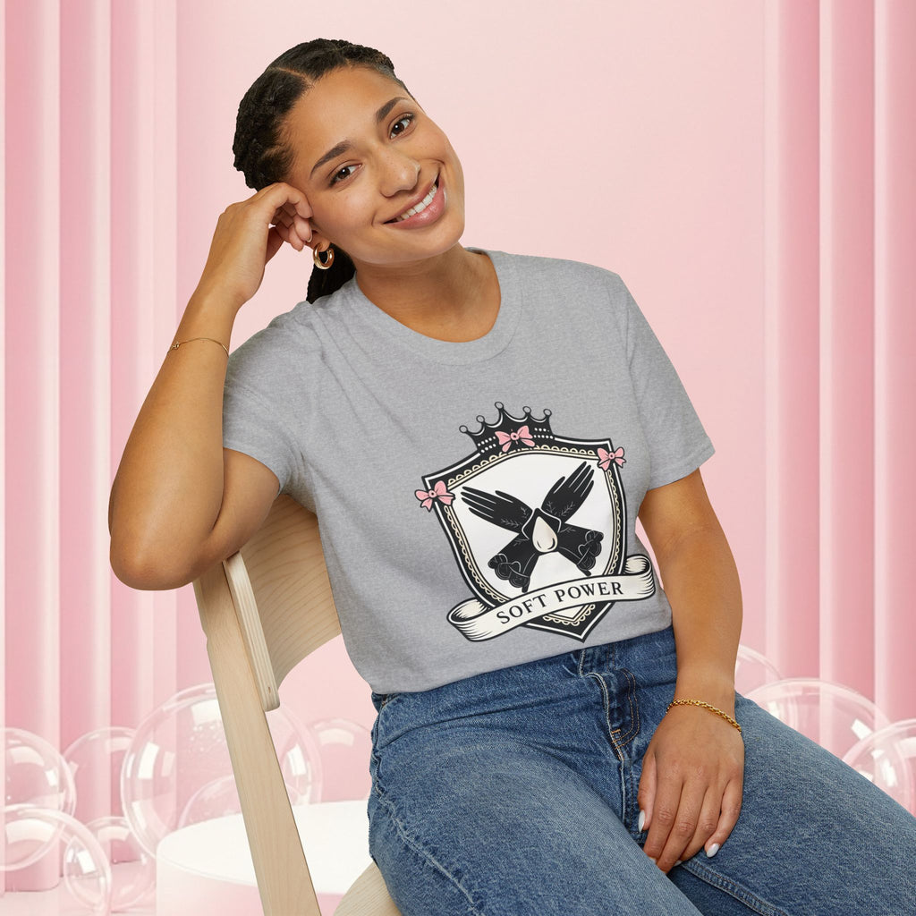 Soft Power Crest T‑Shirt — 'Milk & Lace' Feminine Crest Tee