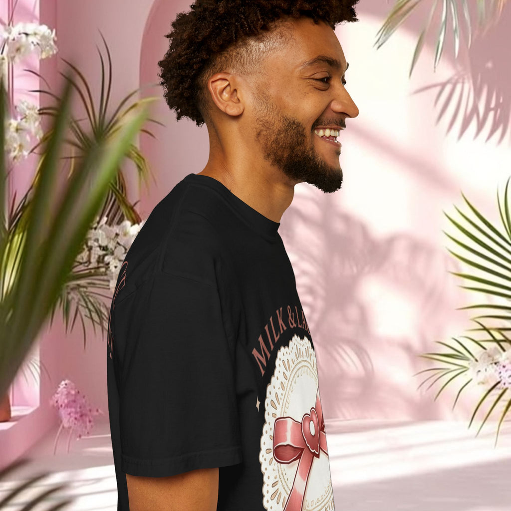 Milk & Lace Graphic T-Shirt — 'Soft Things Only' Romantic Bow Tee
