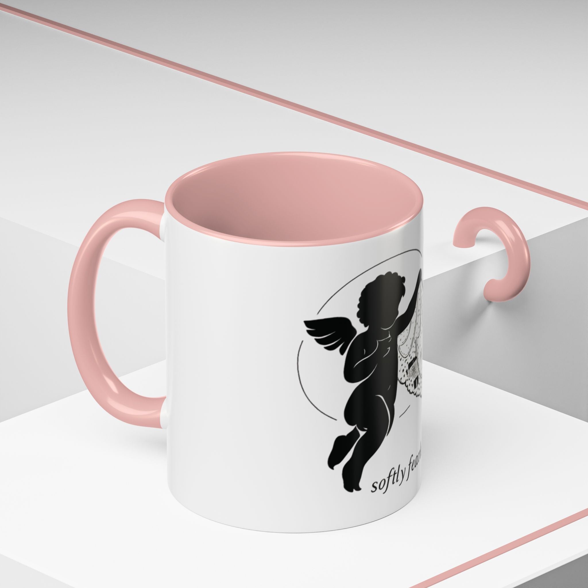 Cherub Illustration Accent Coffee Mug — Confident Angel Design (11/15 oz)