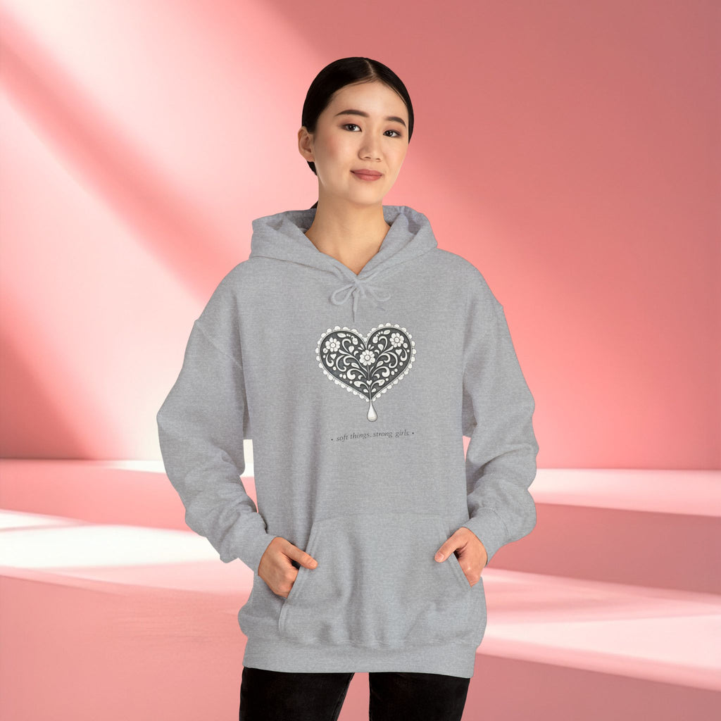 Romantic Delicate Graphic Hoodie — Floral-Inspired Cozy Sweatshirt