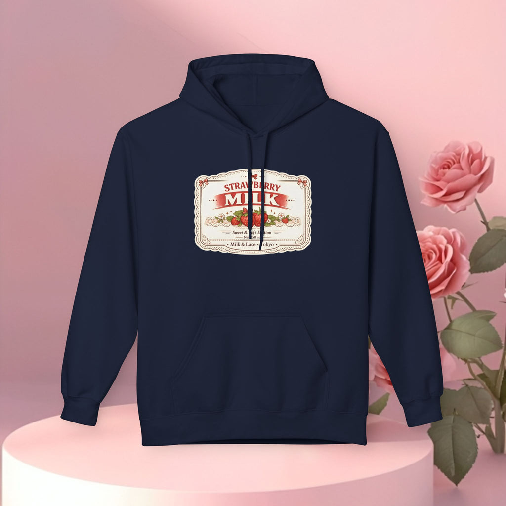 Strawberry Milk Label Hoodie — Vintage Farmhouse Graphic Sweatshirt