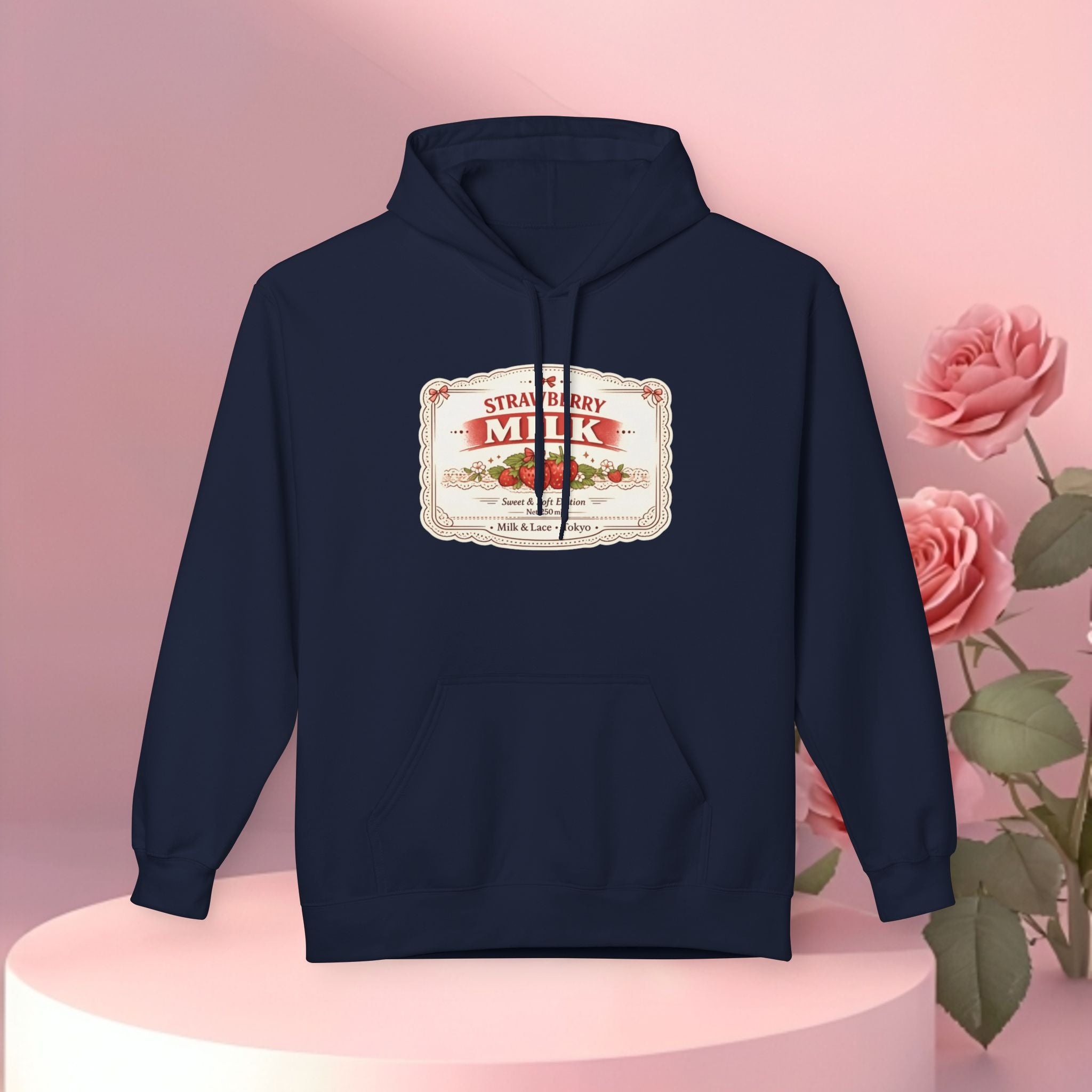 Strawberry Milk Label Hoodie — Vintage Farmhouse Graphic Sweatshirt