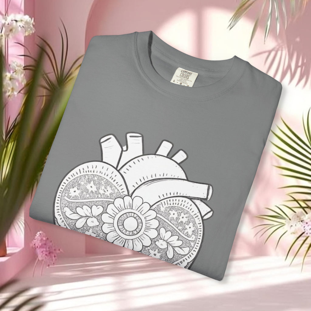Lace Heart Anatomical Tee — "soft things only" Cotton T-Shirt