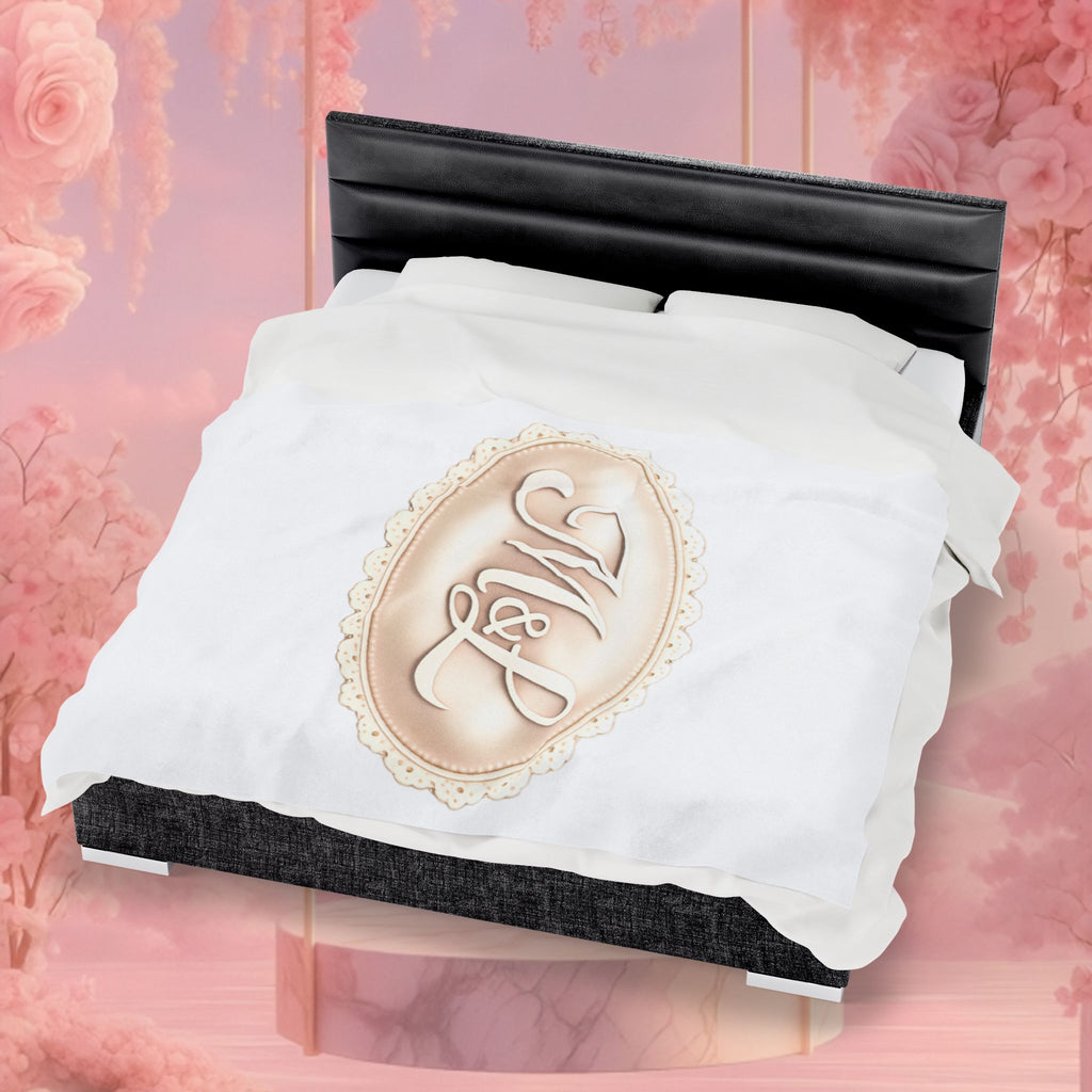 Monogram Velveteen Plush Blanket — Elegant Soft Personalized Throw