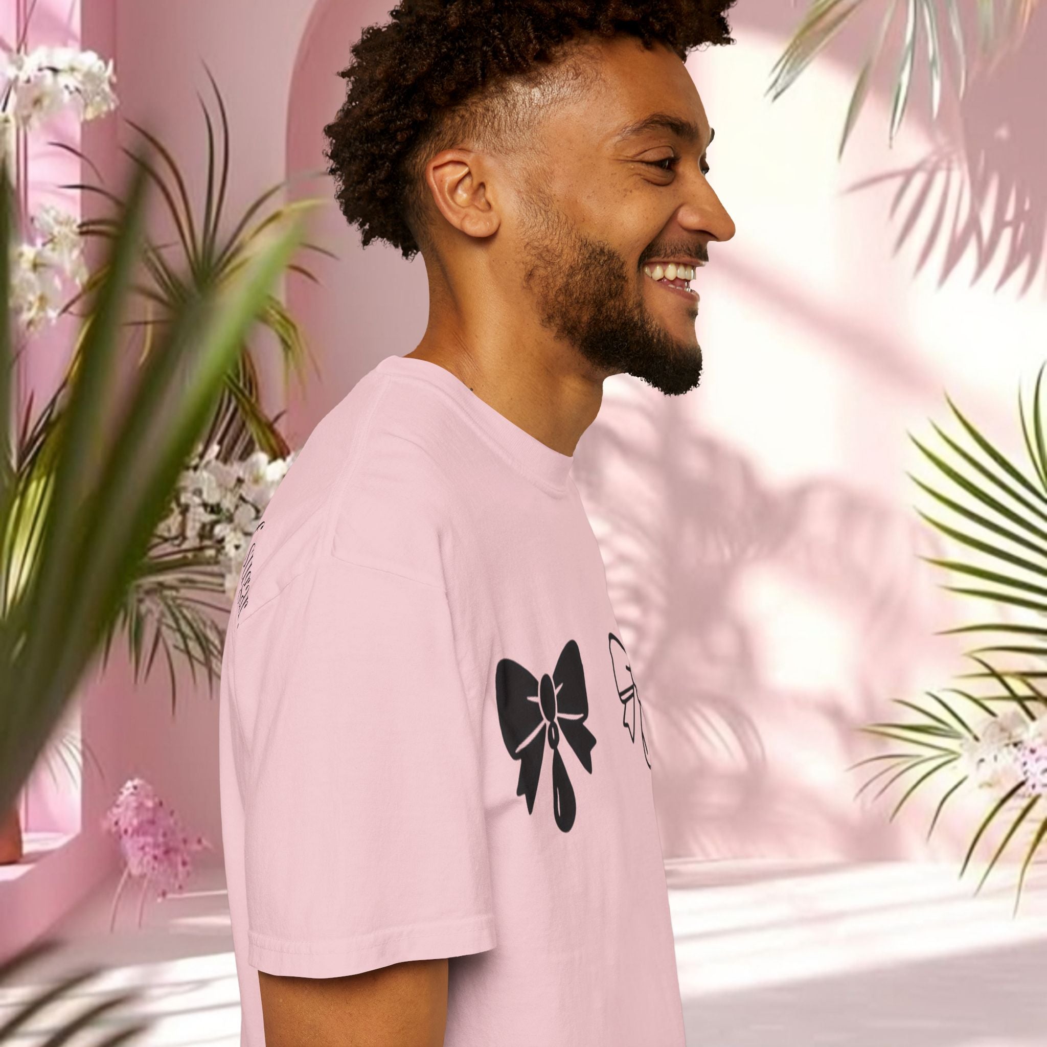 Bow Graphic T‑Shirt — "Milk & Lace — made of sugar." Back Text Tee