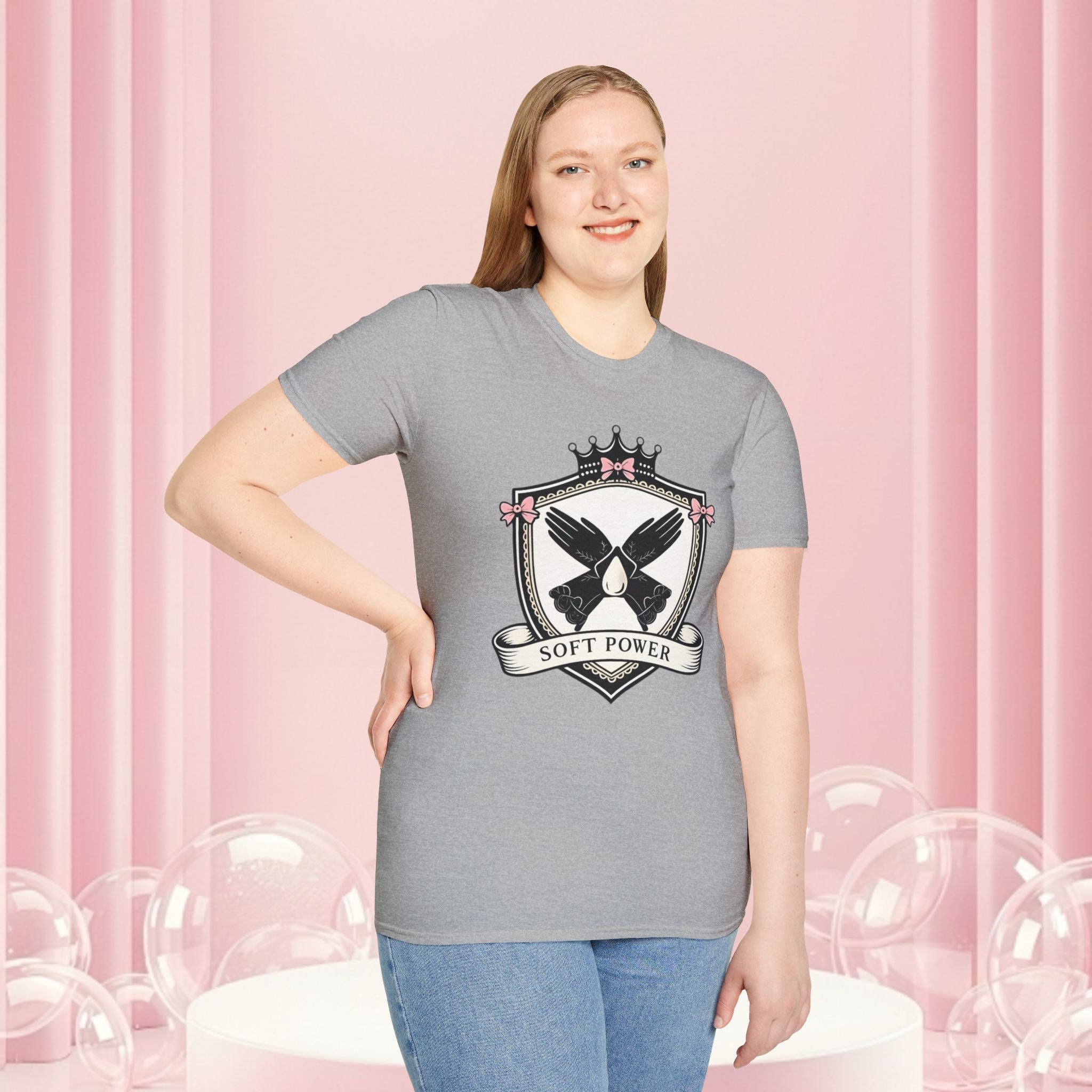 Soft Power Crest T‑Shirt — 'Milk & Lace' Feminine Crest Tee