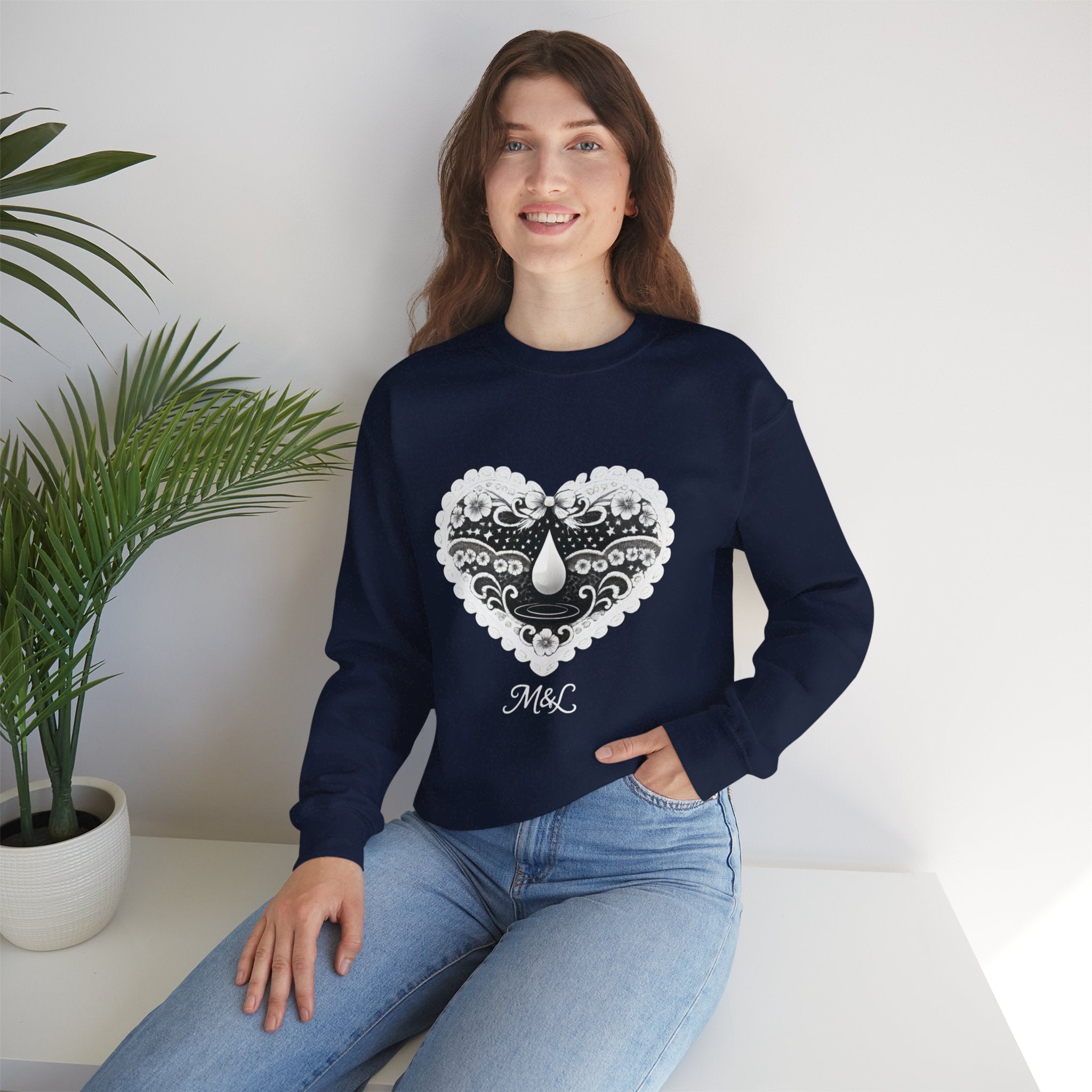 Lace Heart Graphic Sweatshirt