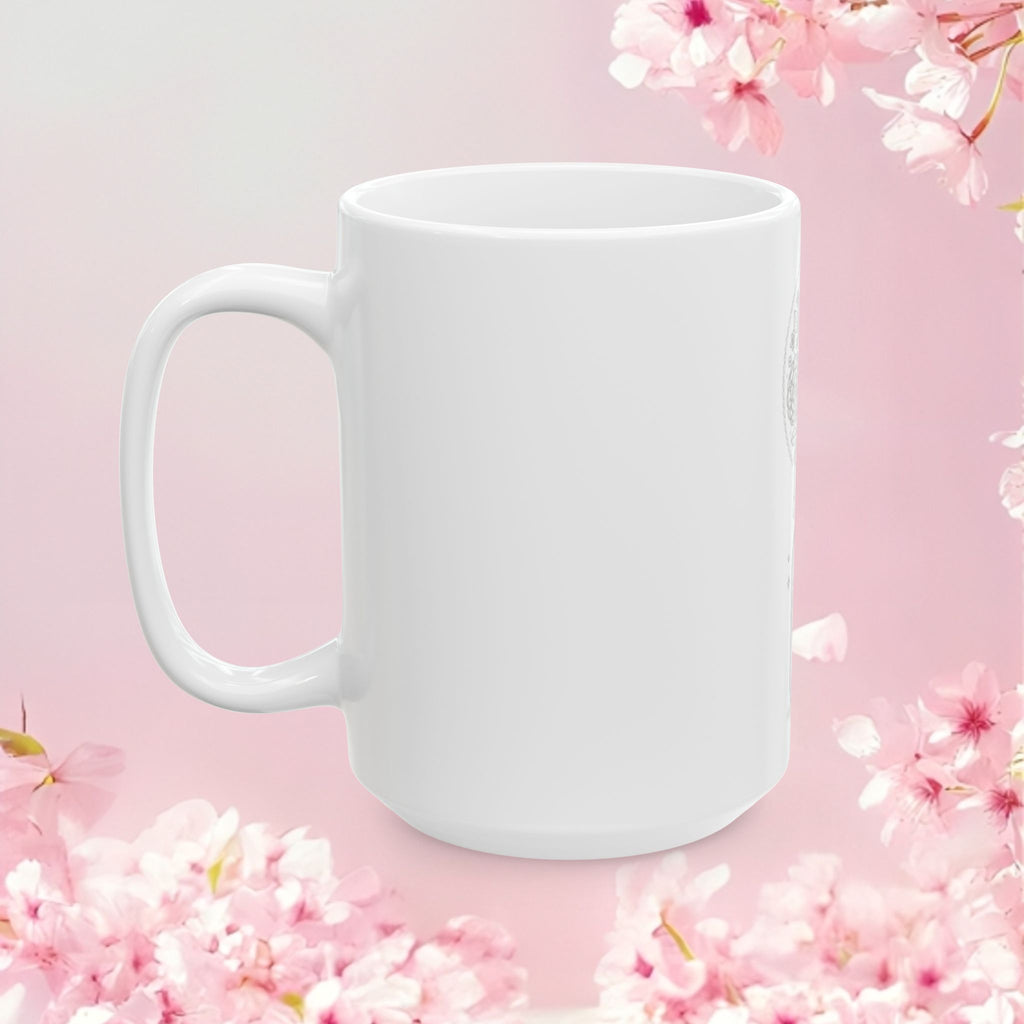 Floral Artisanal Ceramic Mug — Illustrated Flower Design (11oz & 15oz)