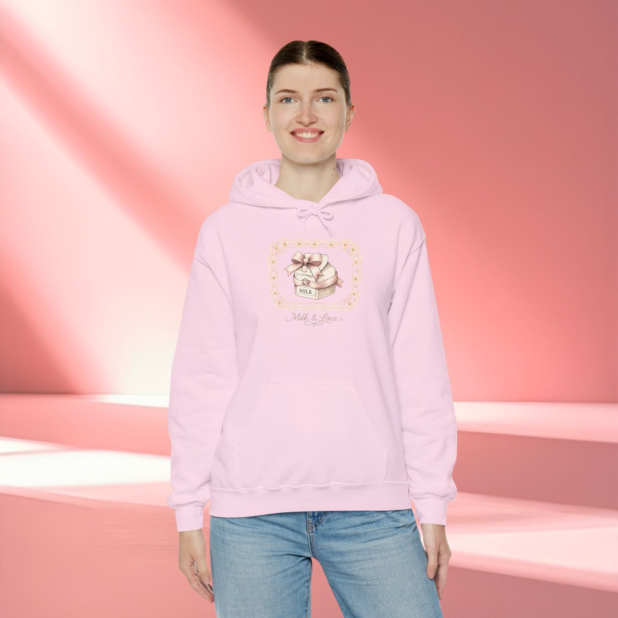 Pink Vintage Feminine Hoodie — Retro Feminine Pink Sweatshirt