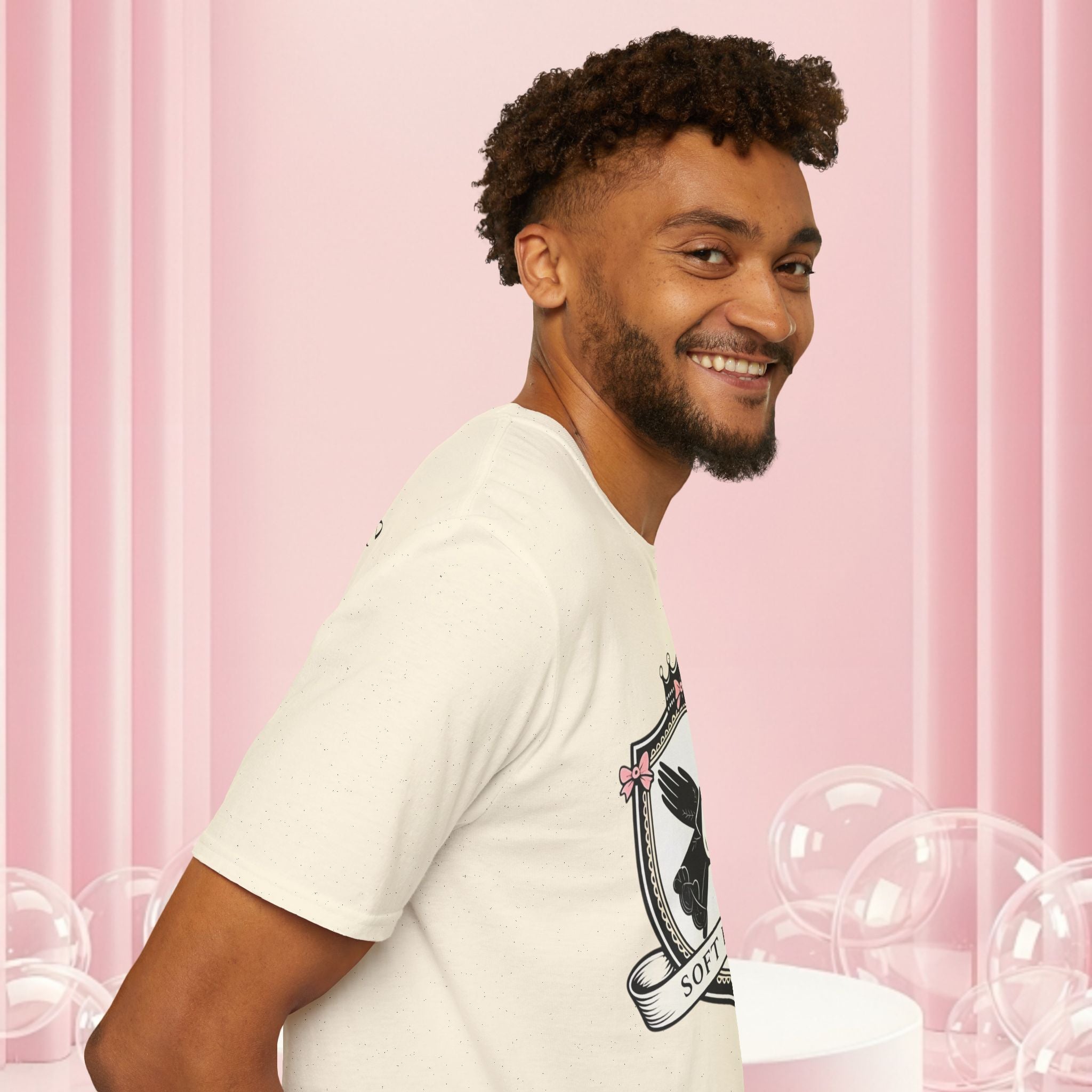 Soft Power Crest T‑Shirt — 'Milk & Lace' Feminine Crest Tee