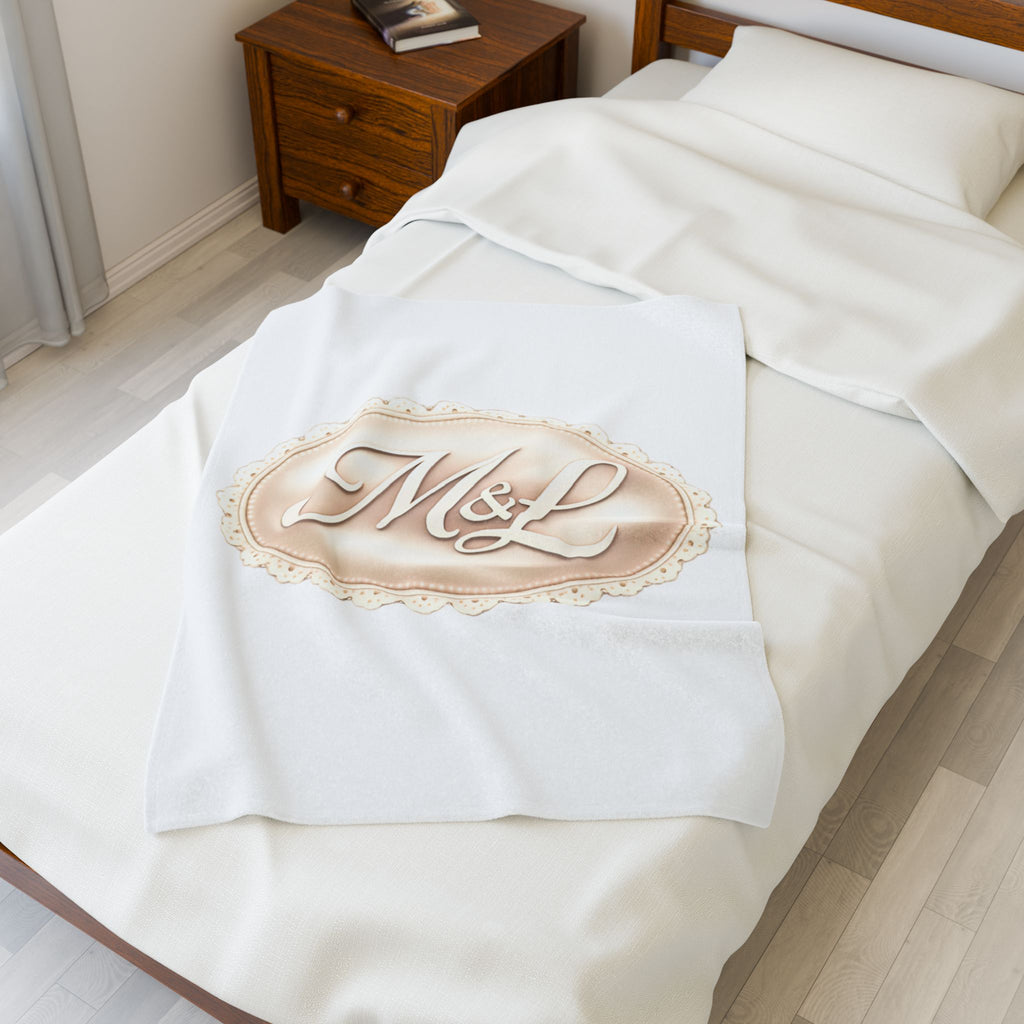 Monogram Velveteen Plush Blanket — Elegant Soft Personalized Throw