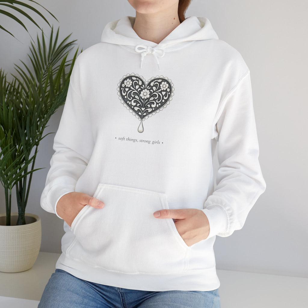 Romantic Delicate Graphic Hoodie — Floral-Inspired Cozy Sweatshirt