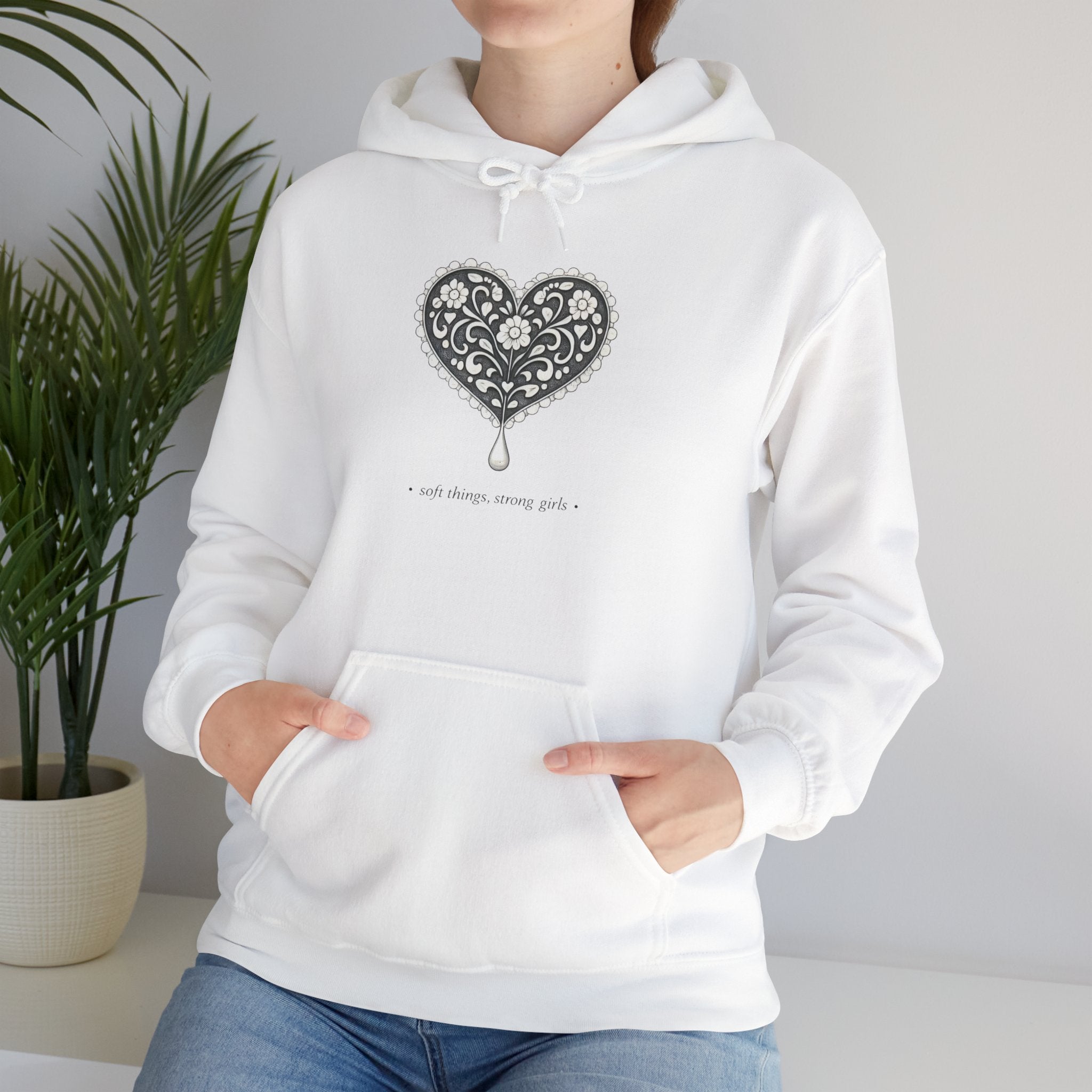 Romantic Delicate Graphic Hoodie — Floral-Inspired Cozy Sweatshirt