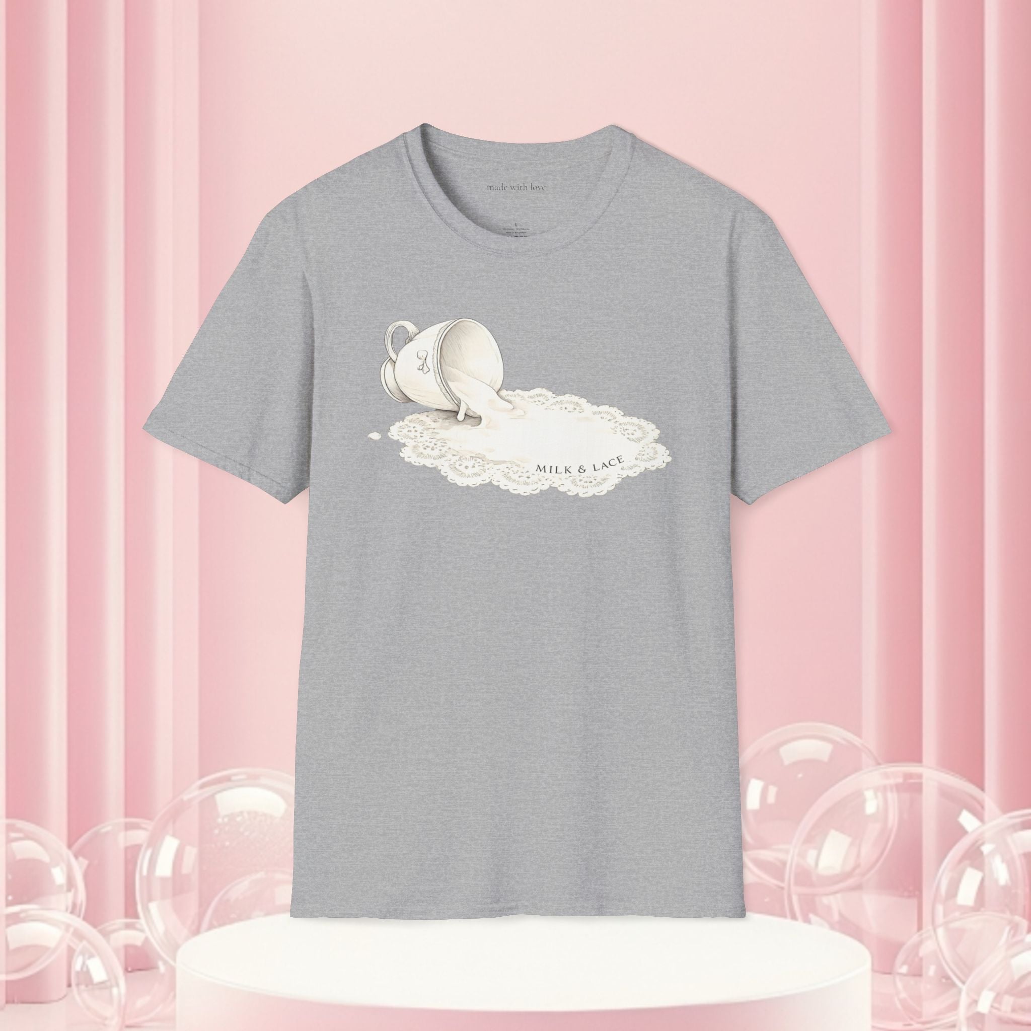 T-Shirt — Spilled Milk & Lace Graphic Tee ("Handle With Sweetness")