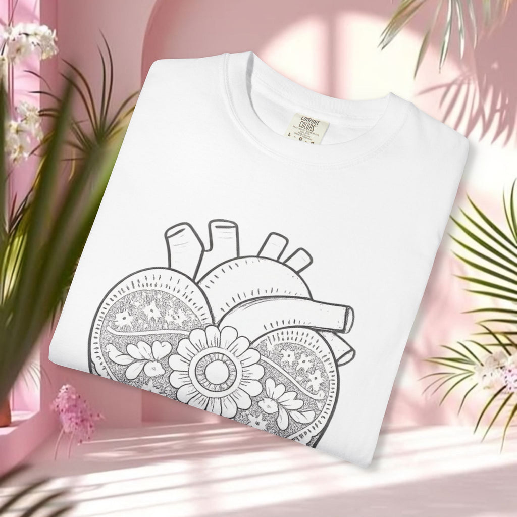Lace Heart Anatomical Tee — "soft things only" Cotton T-Shirt