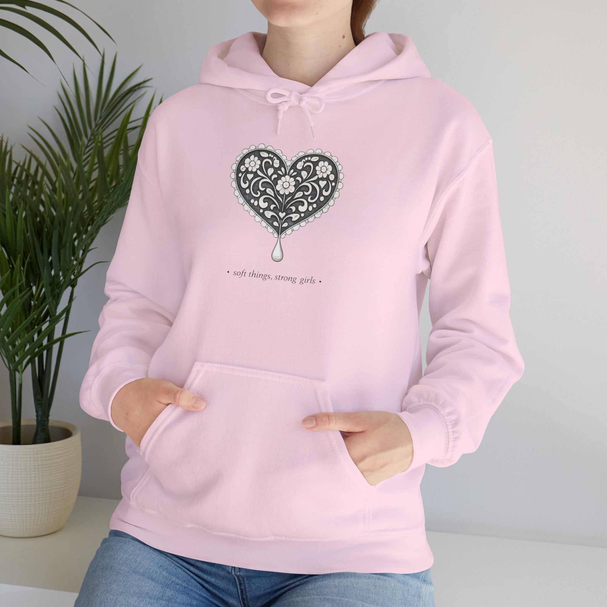 Romantic Delicate Graphic Hoodie — Floral-Inspired Cozy Sweatshirt