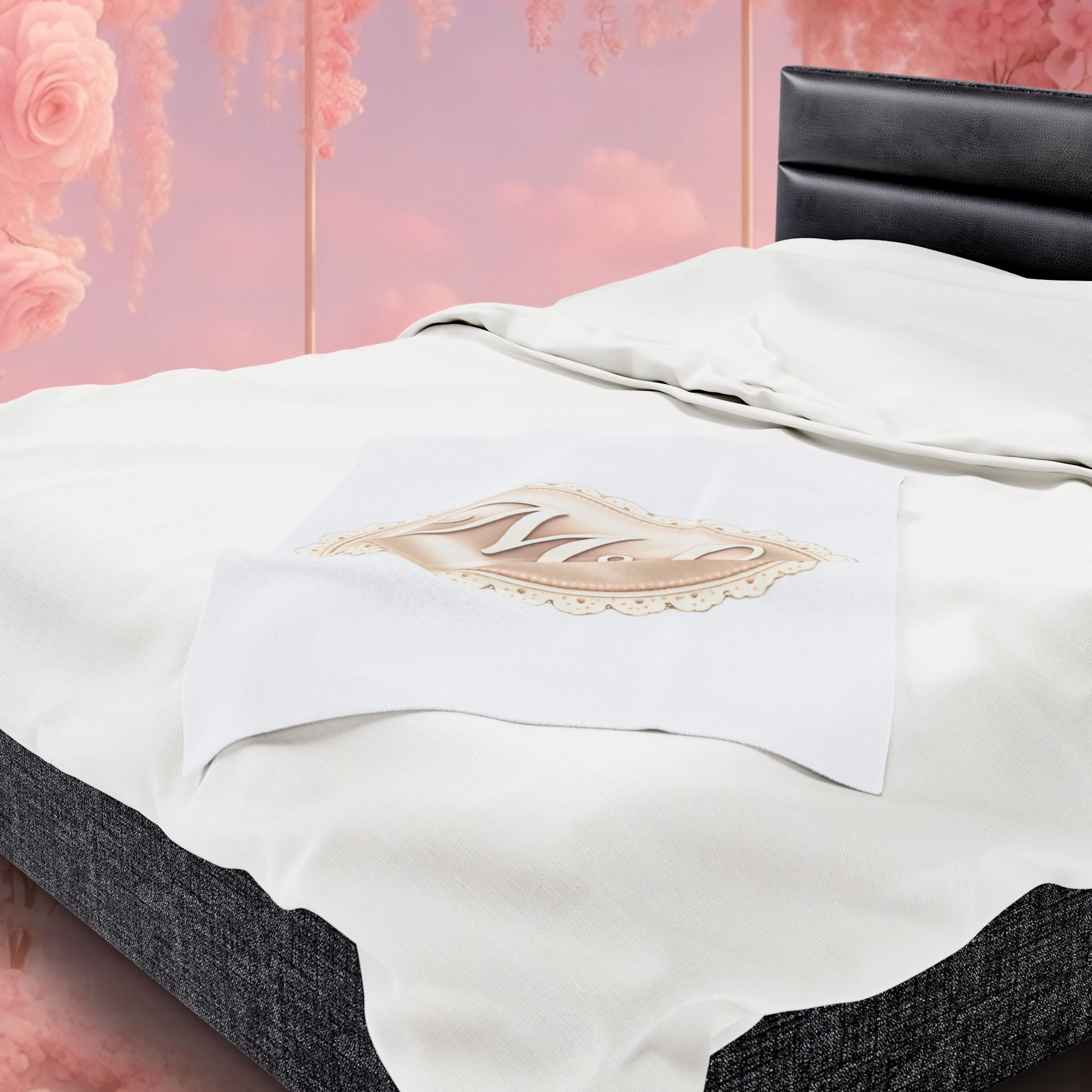 Monogram Velveteen Plush Blanket — Elegant Soft Personalized Throw