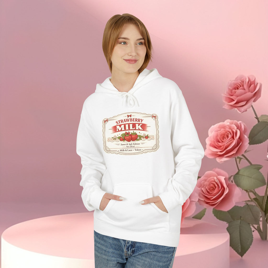 Strawberry Milk Label Hoodie — Vintage Farmhouse Graphic Sweatshirt