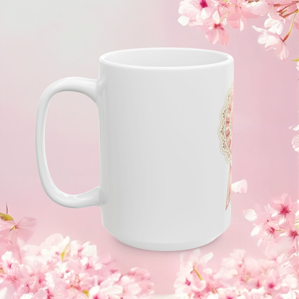 Pink Delicate Monogram Ceramic Mug — Personalized Initial Coffee Cup (11oz, 15oz)