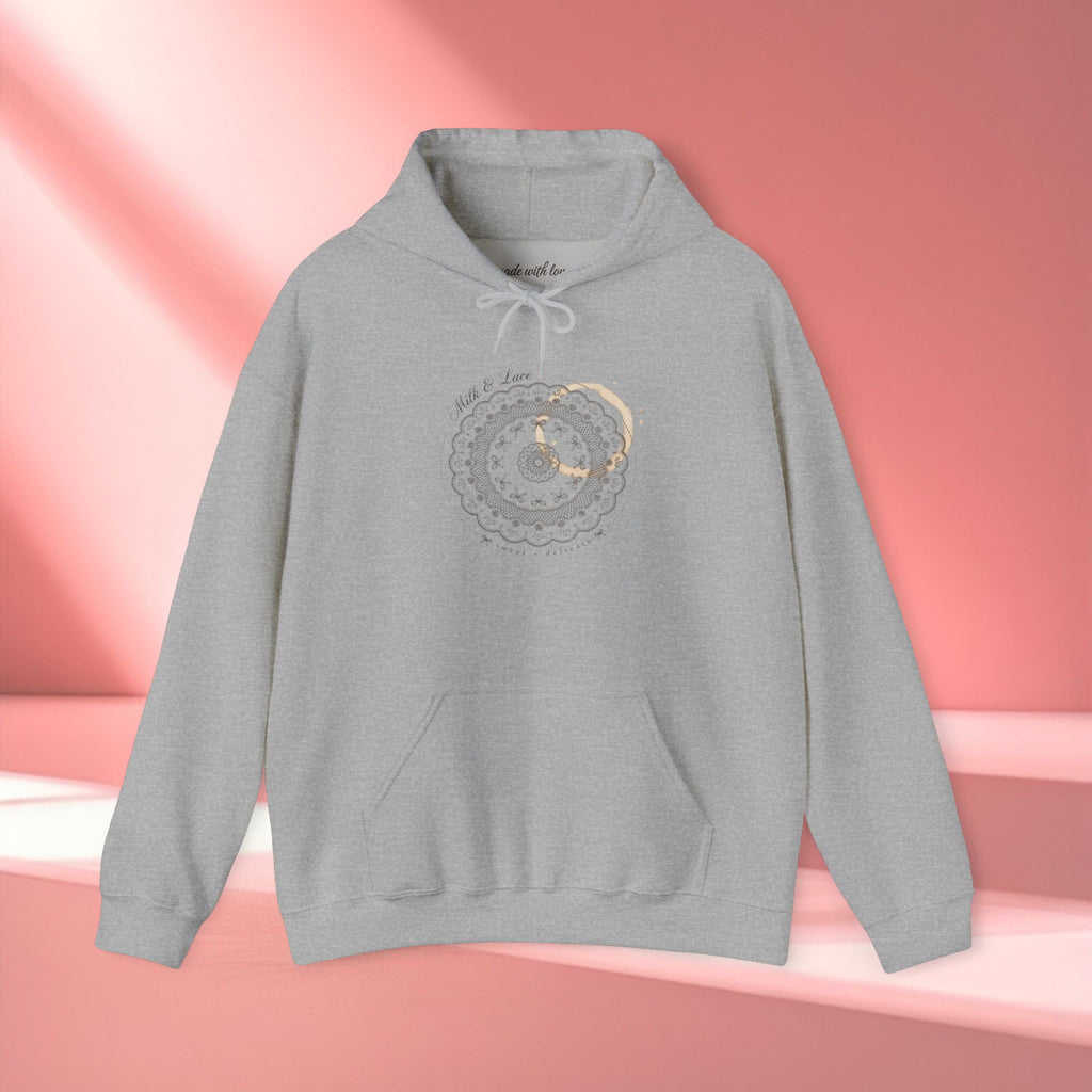 Mandala Coffee Stain Hoodie — Minimalist Boho Sweatshirt