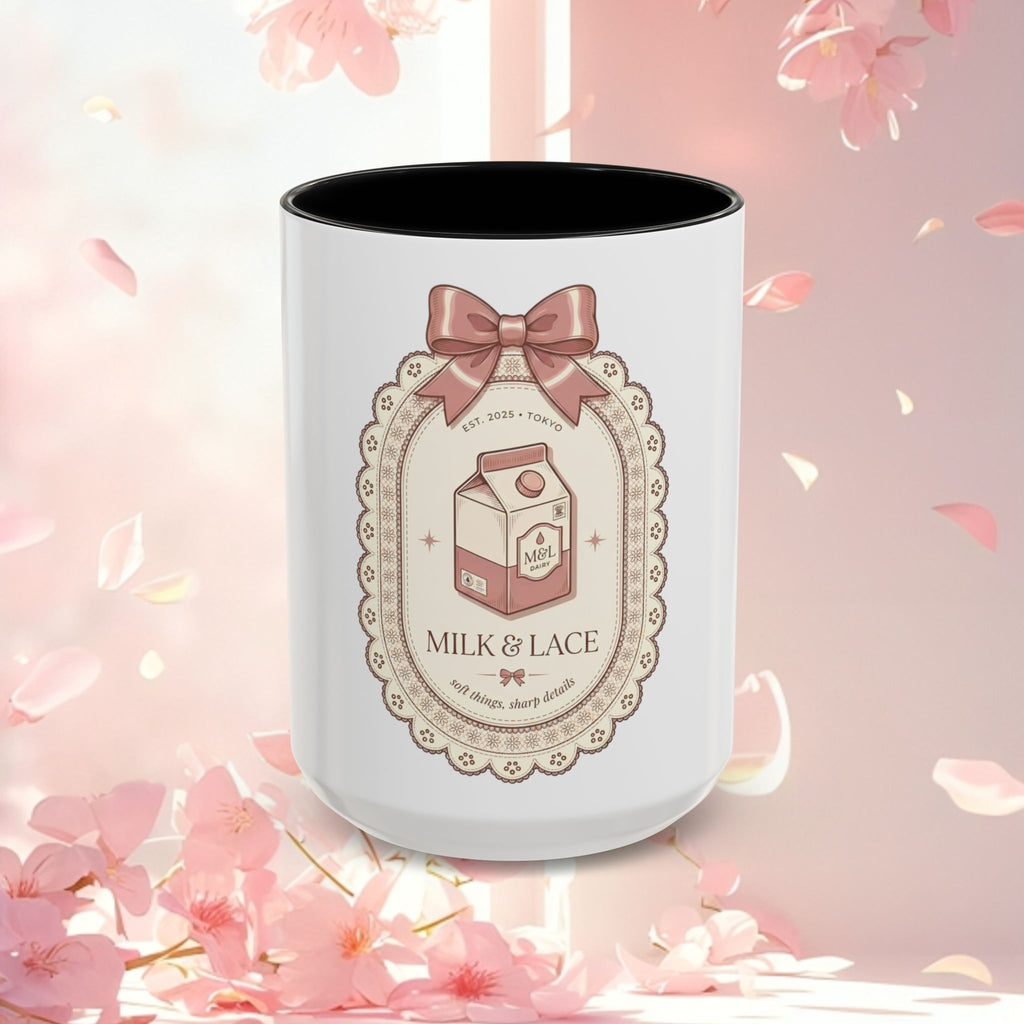 Cute Vintage Kawaii Accent Coffee Mug — Charming Retro Anime-Style Ceramic Mug (11/15 oz)