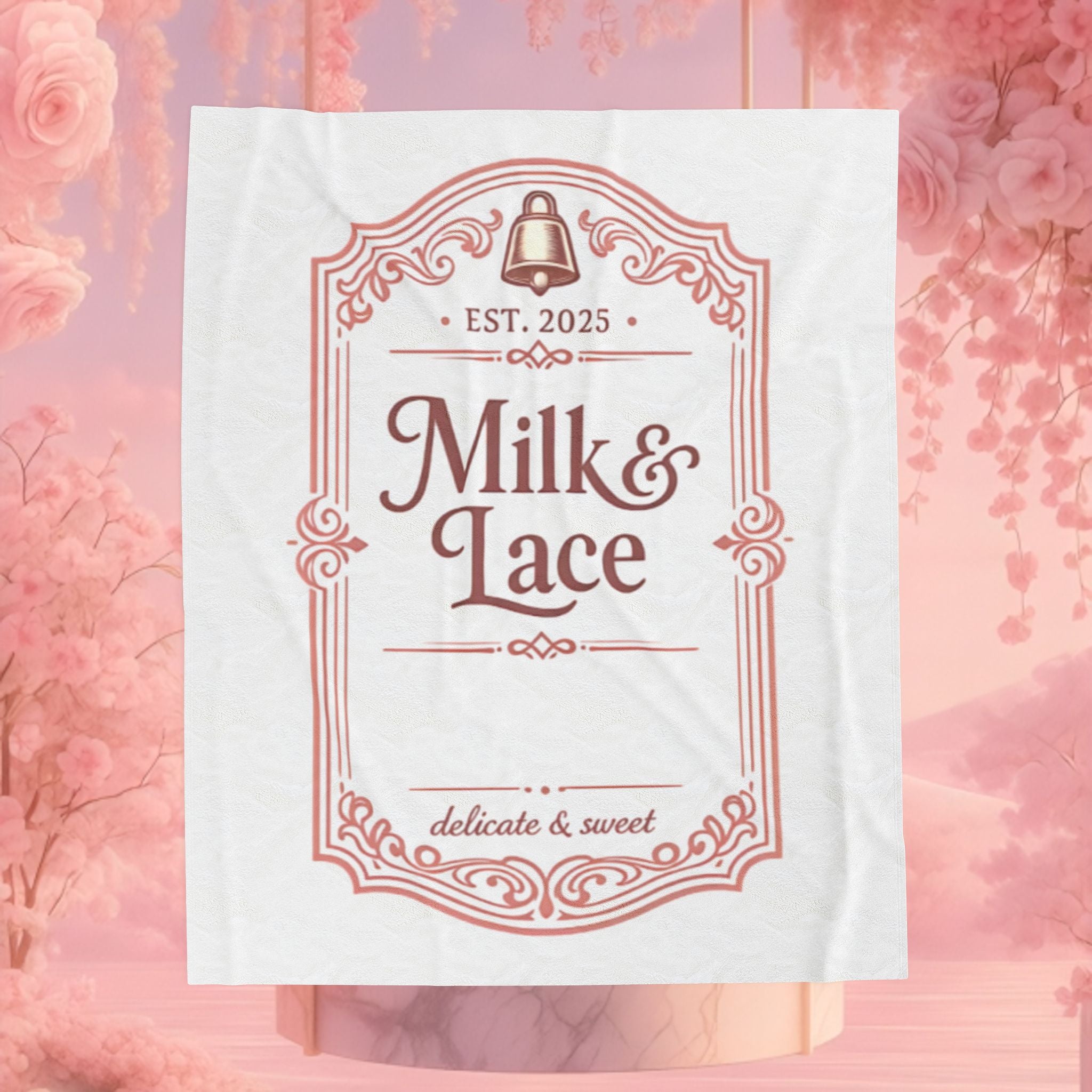 Velveteen Plush Blanket — "Milk & Lace" Vintage Label Cozy Throw
