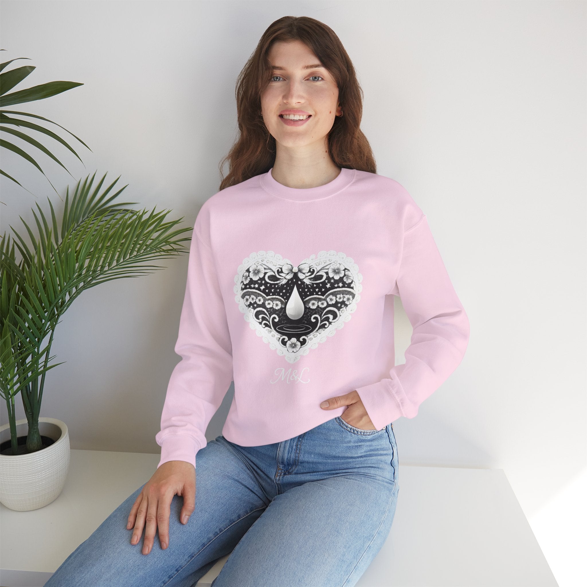 Lace Heart Graphic Sweatshirt