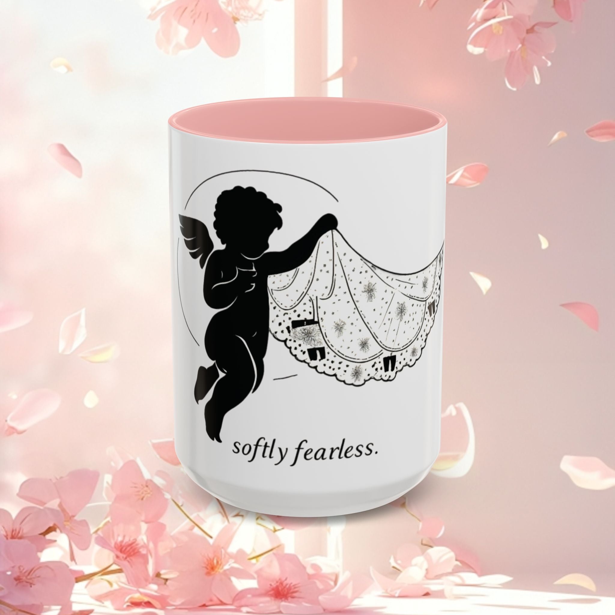Cherub Illustration Accent Coffee Mug — Confident Angel Design (11/15 oz)
