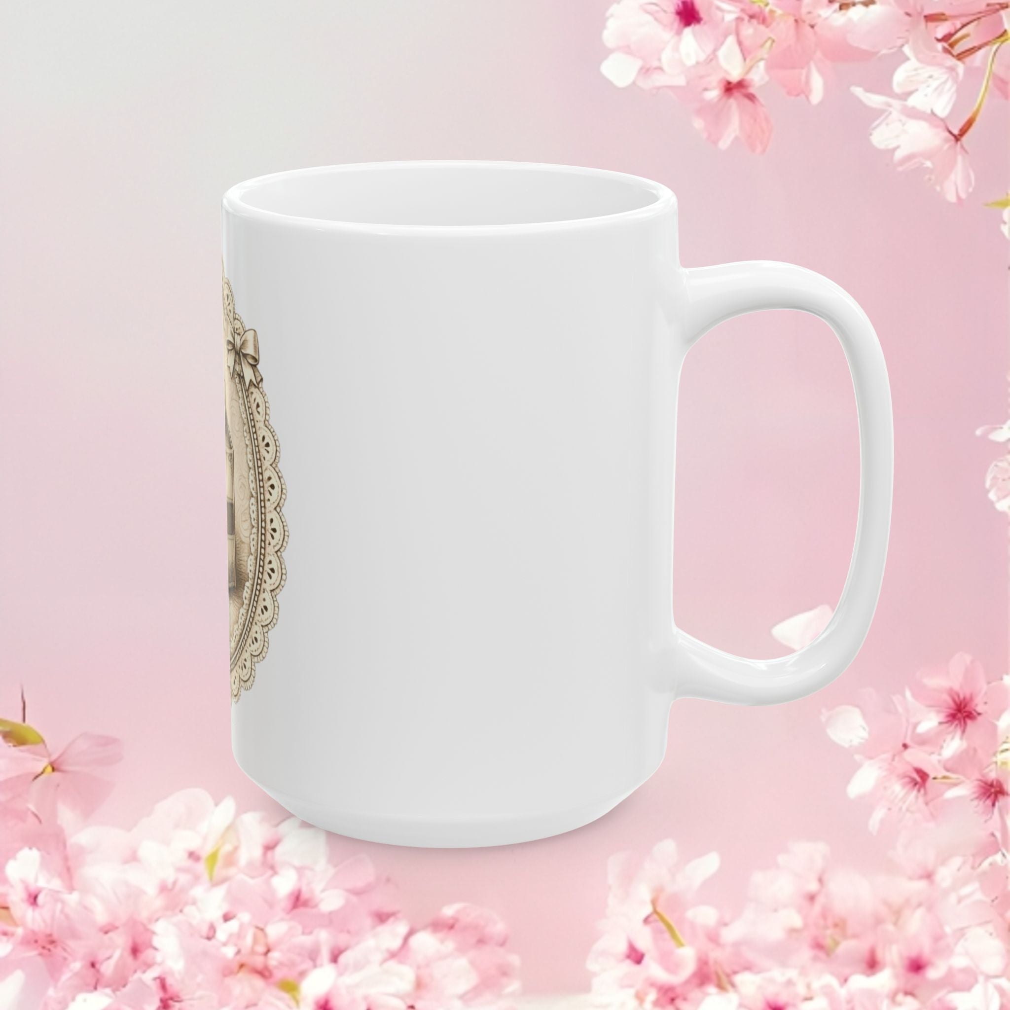 Retro Decorative Ceramic Mug — Gentle Vintage-Style Coffee Cup (11oz & 15oz)