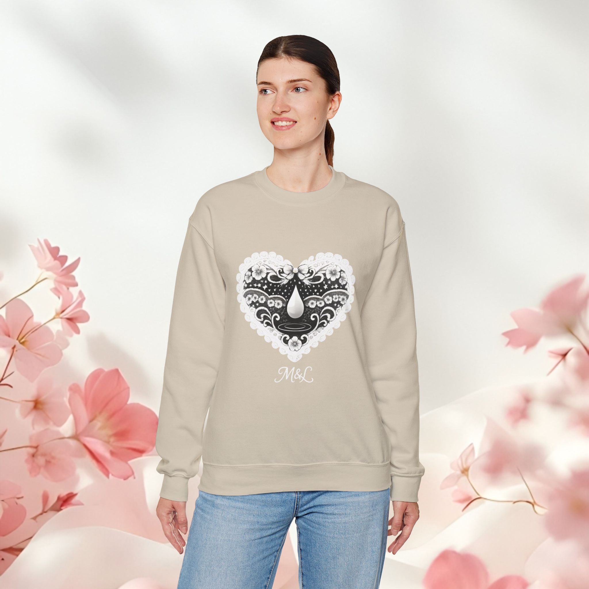 Lace Heart Graphic Sweatshirt
