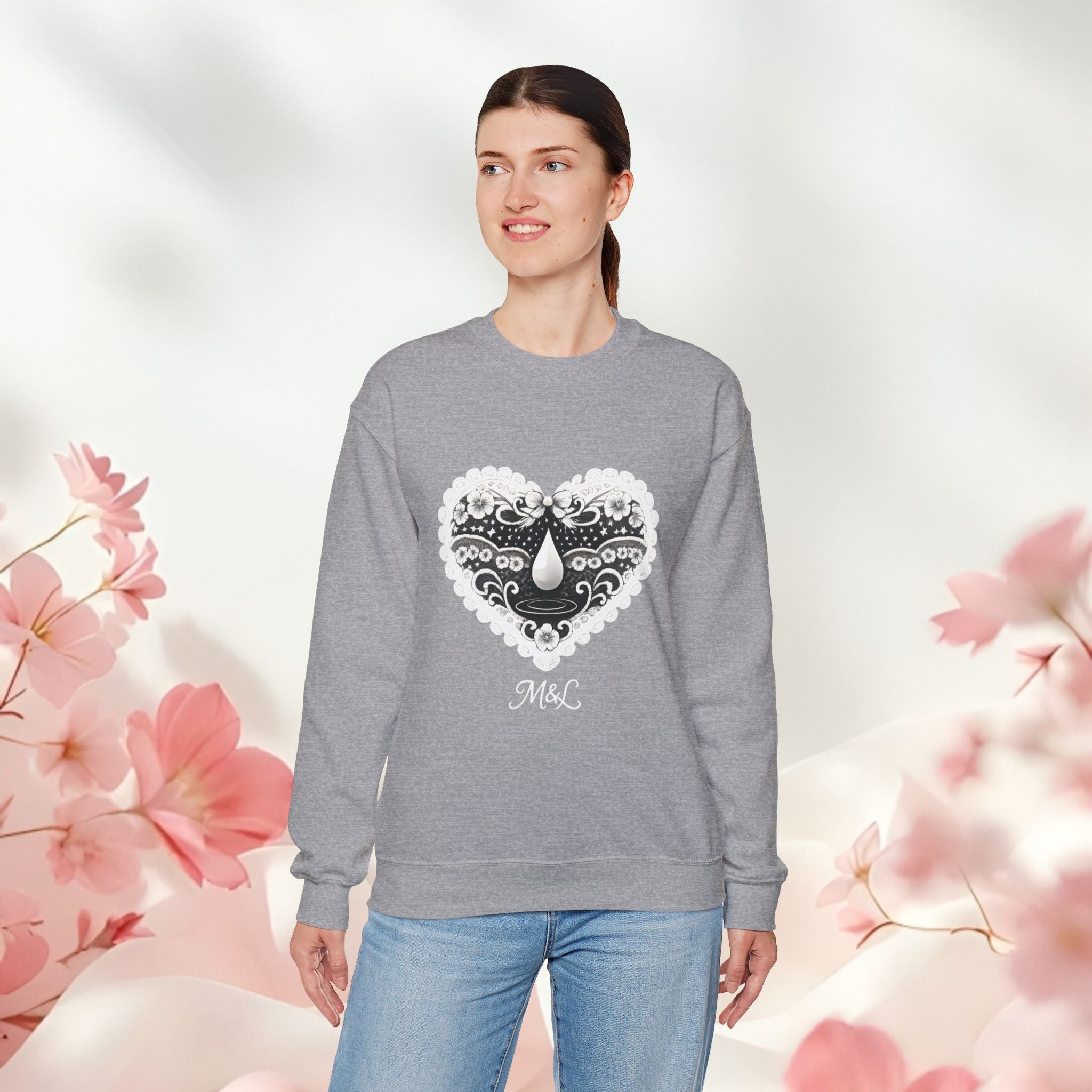 Lace Heart Graphic Sweatshirt
