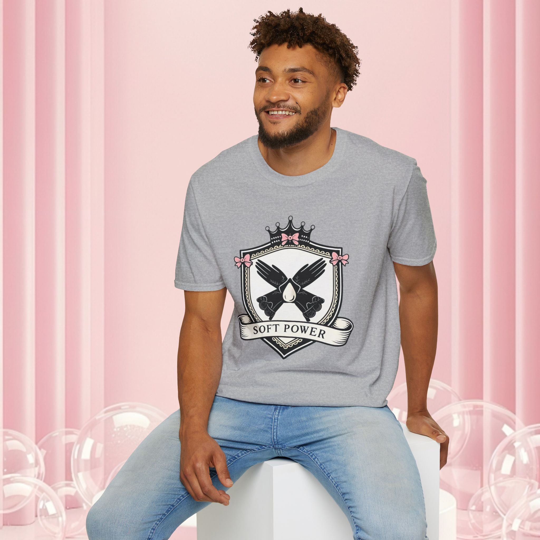 Soft Power Crest T‑Shirt — 'Milk & Lace' Feminine Crest Tee