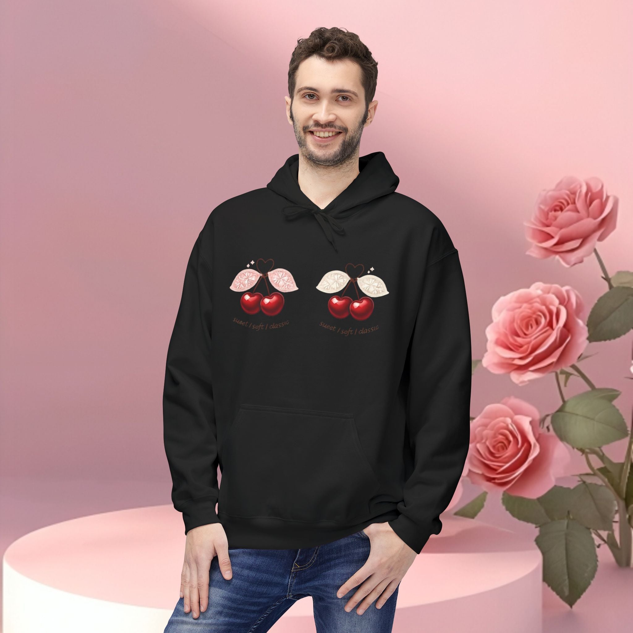 ''sueet / soft / delicate'' — Cherry Graphic Fleece Hoodie