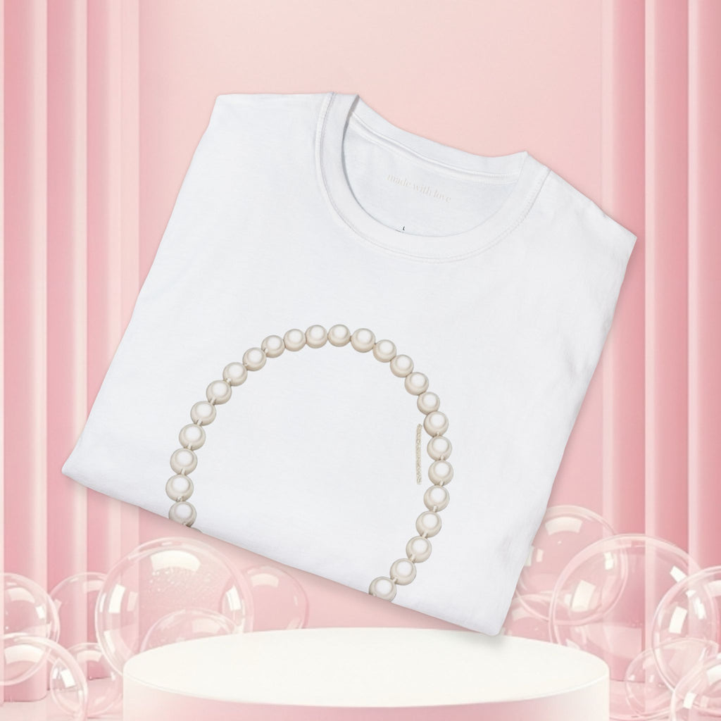 Pearl Necklace Graphic T‑Shirt — 'Milk & Lace' Minimalist Jewelry Tee