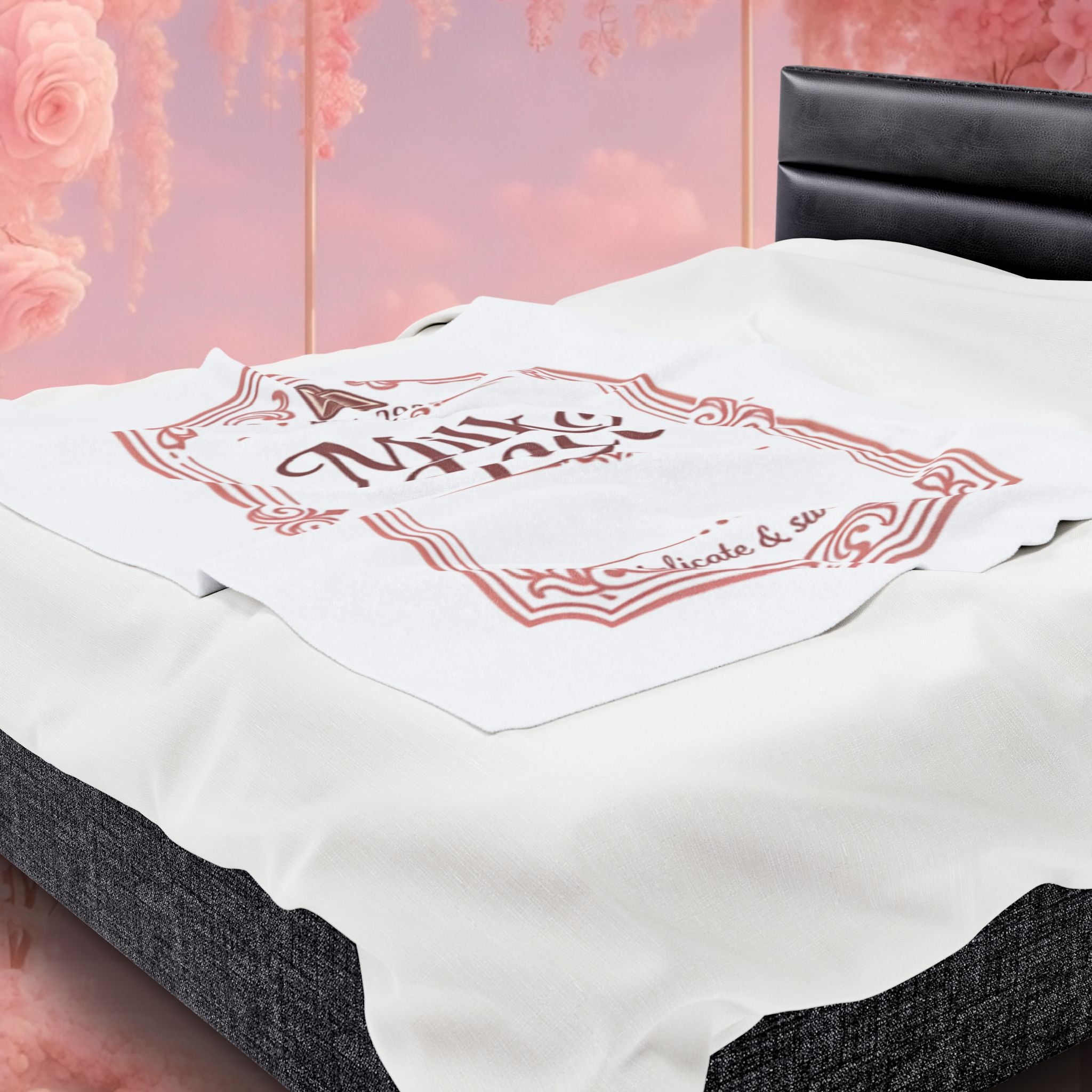 Velveteen Plush Blanket — "Milk & Lace" Vintage Label Cozy Throw