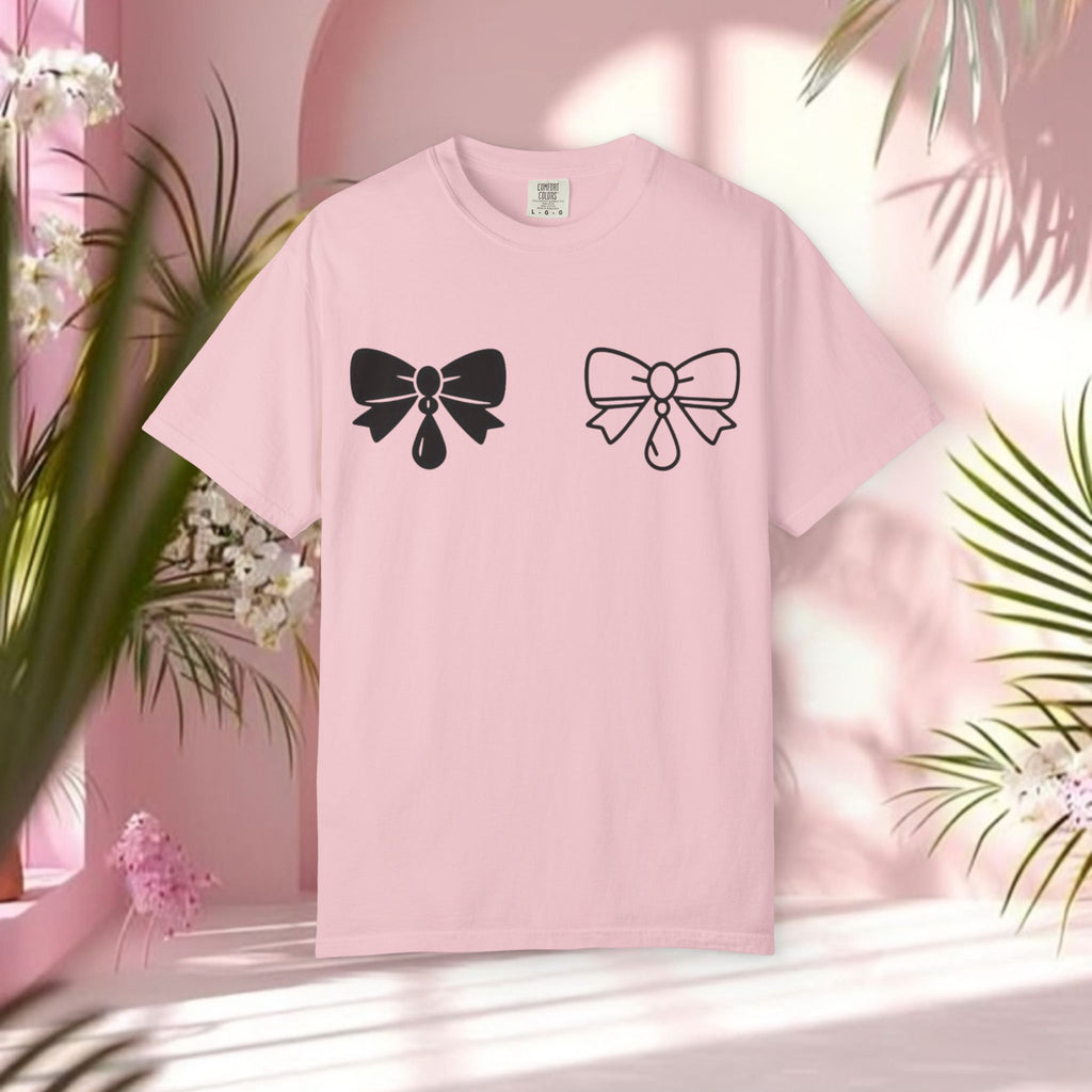 Bow Graphic T‑Shirt — "Milk & Lace — made of sugar." Back Text Tee