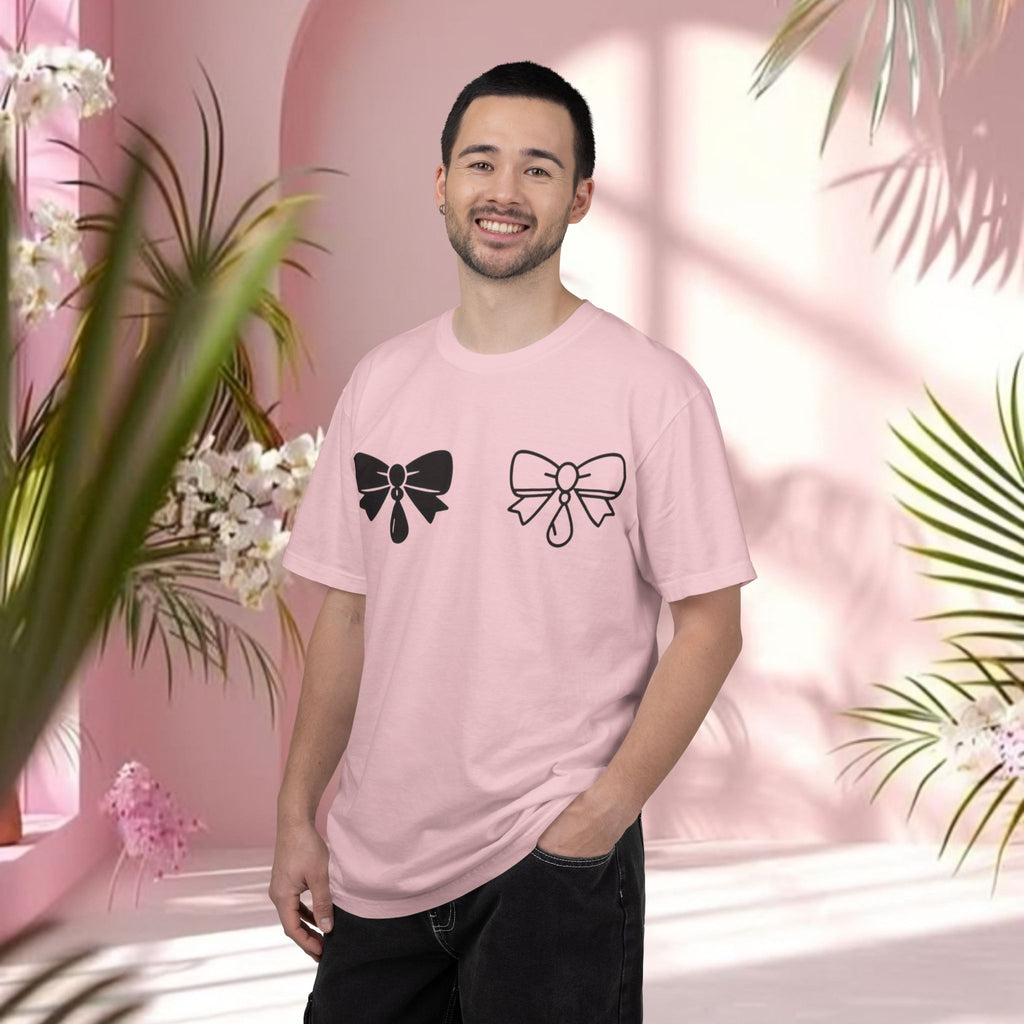 Bow Graphic T‑Shirt — "Milk & Lace — made of sugar." Back Text Tee