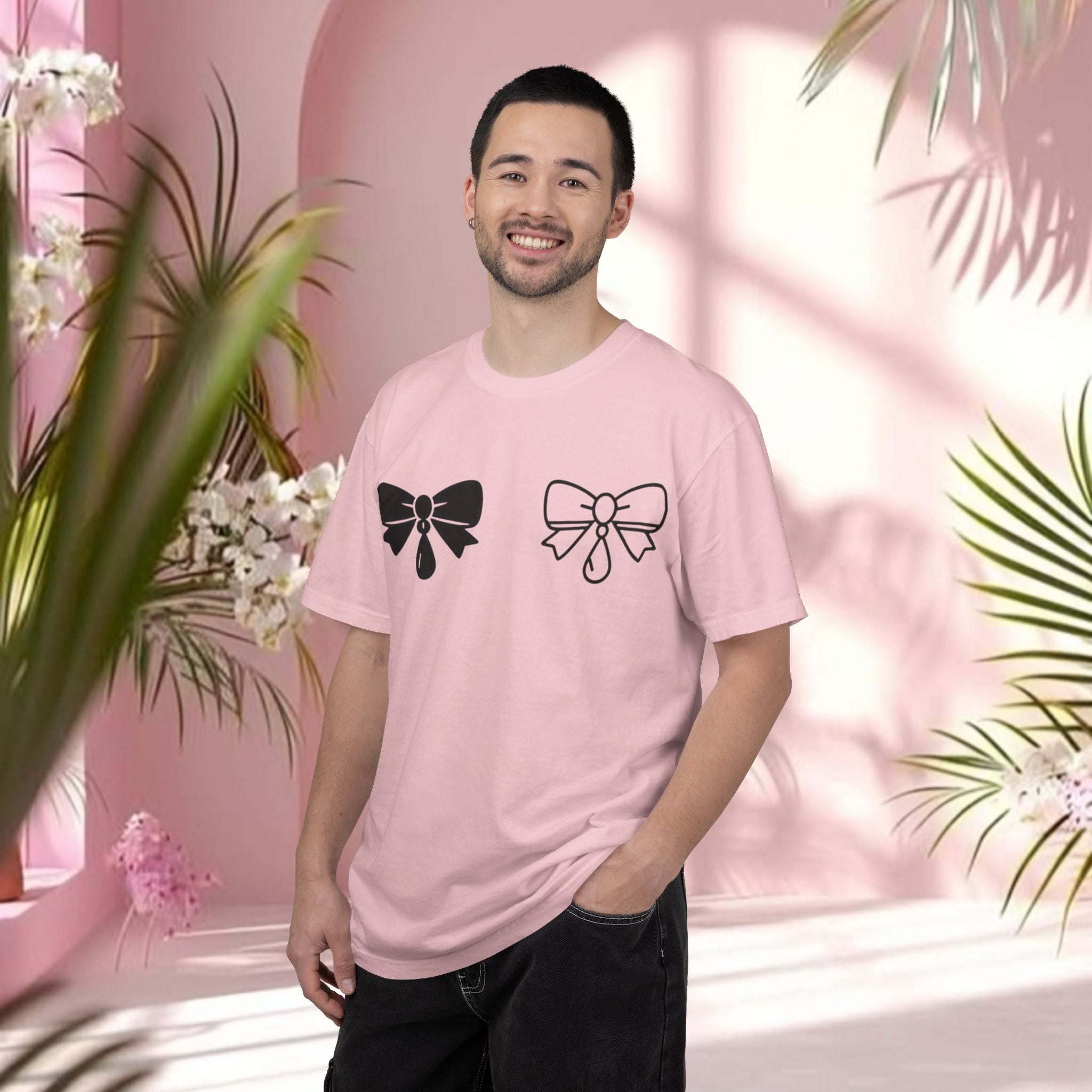 Bow Graphic T‑Shirt — "Milk & Lace — made of sugar." Back Text Tee