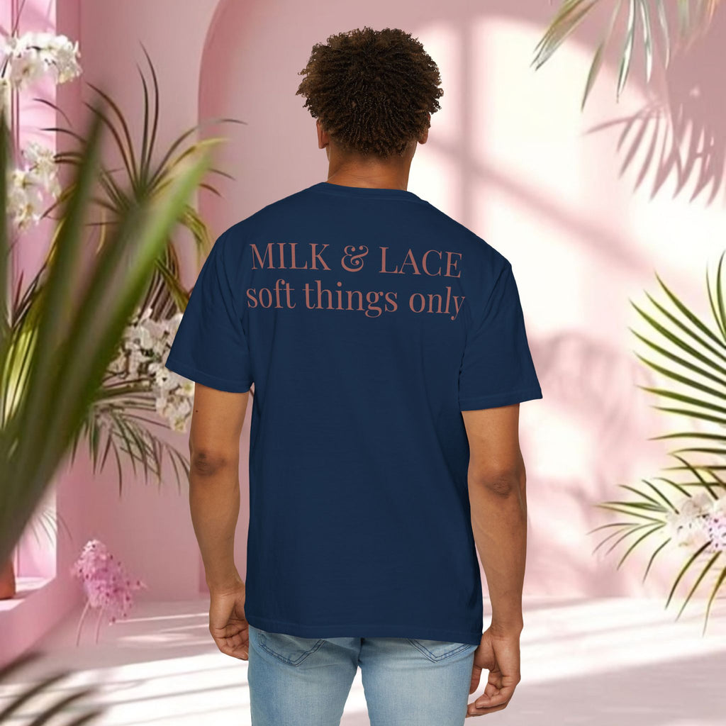Milk & Lace Graphic T-Shirt — 'Soft Things Only' Romantic Bow Tee