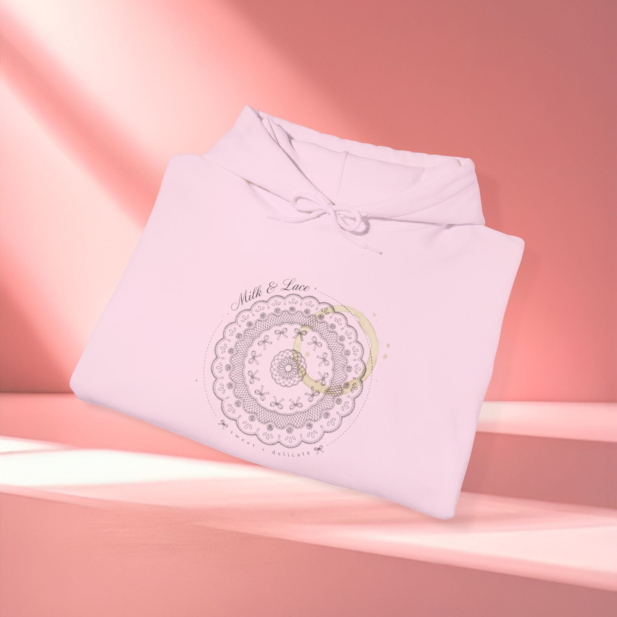 Mandala Coffee Stain Hoodie — Minimalist Boho Sweatshirt