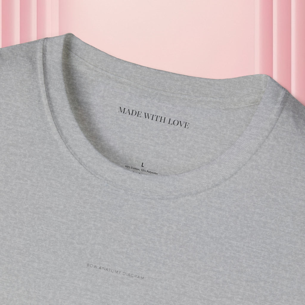 Minimal Bow Graphic T-Shirt — Delicate Ribbon Illustration with Subtle Back Text — Casual Feminine Tee