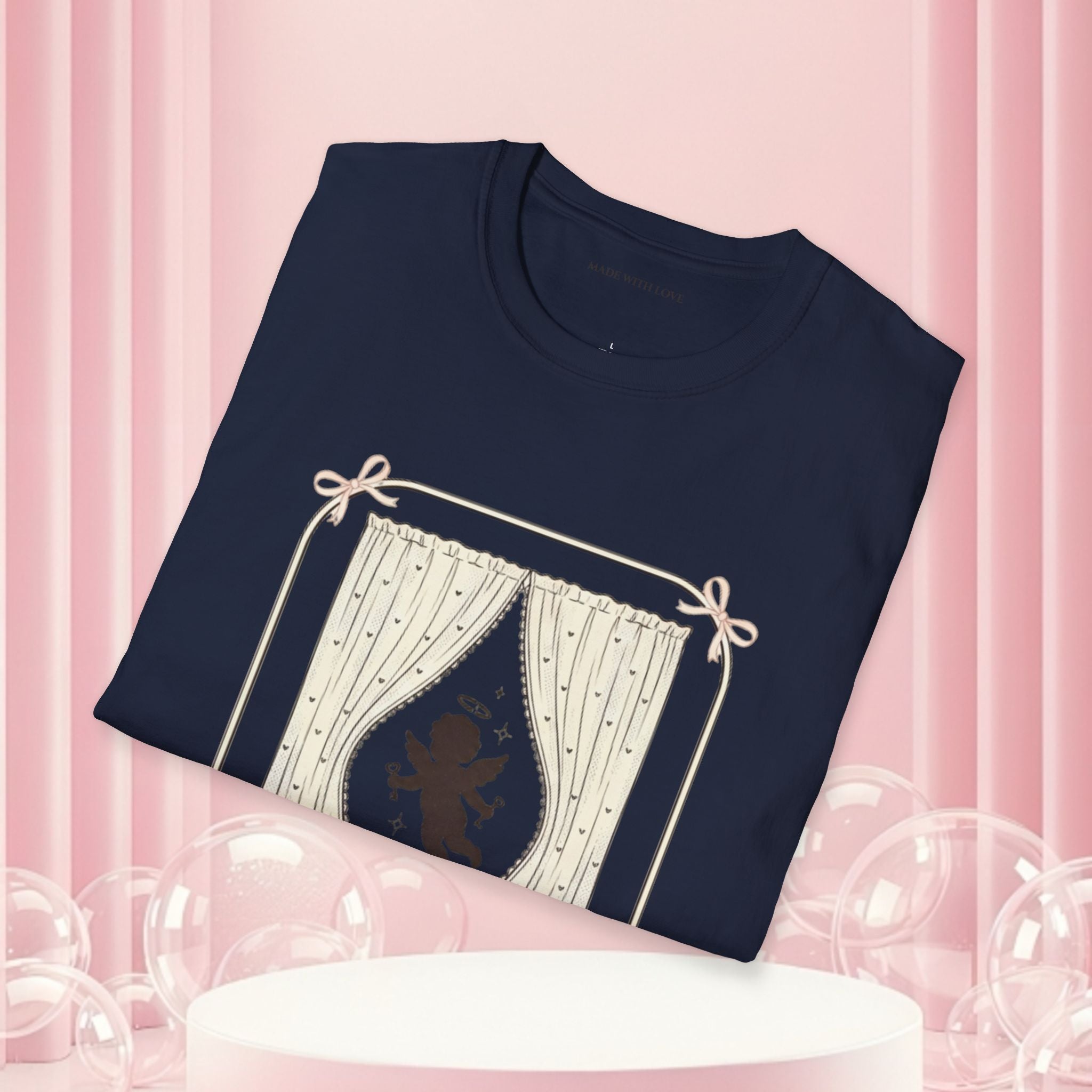 Milk & Lace Graphic T-Shirt — 'Handle With Desire' Vintage Cherub Design