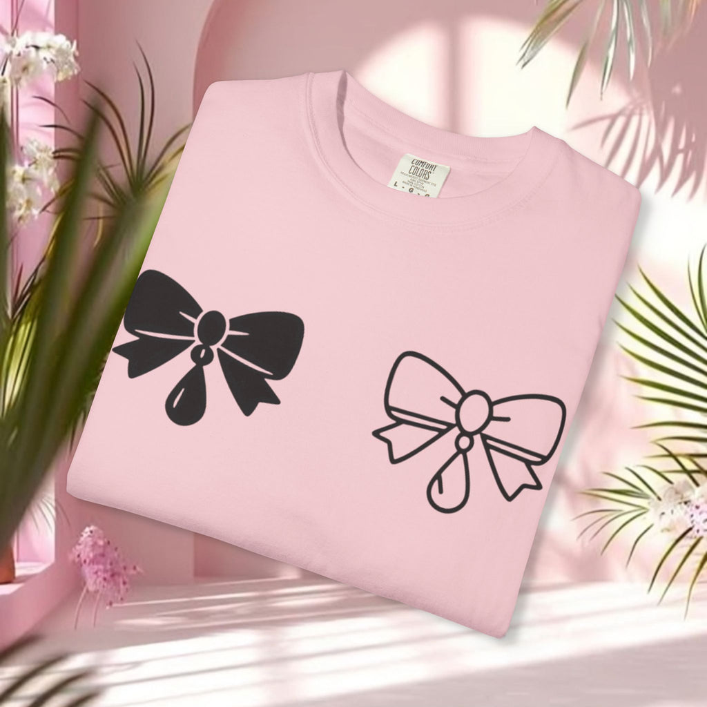 Bow Graphic T‑Shirt — "Milk & Lace — made of sugar." Back Text Tee