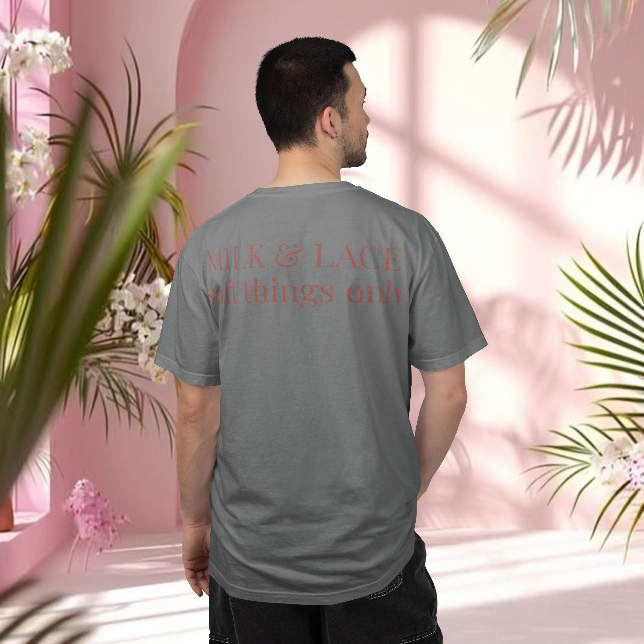 Milk & Lace Graphic T-Shirt — 'Soft Things Only' Romantic Bow Tee